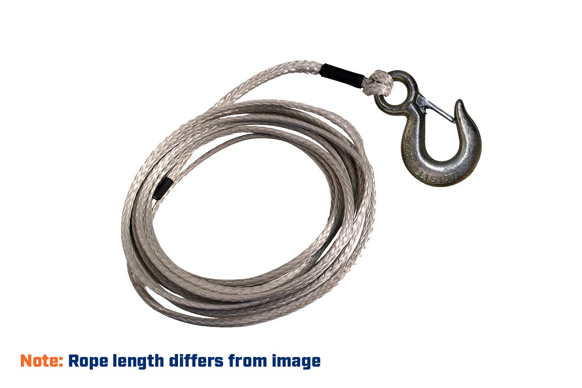 H/D Synthetic winch rope, 8m, Cargo Hook