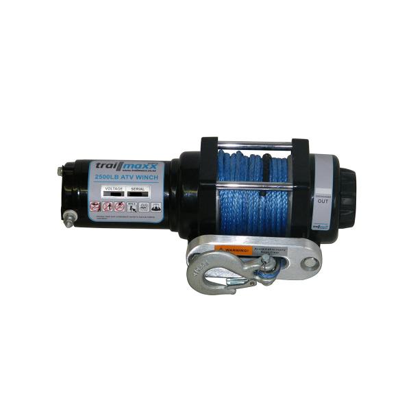 product image for 2500lb winch, 12v, synthetic rope & hawse fairlead