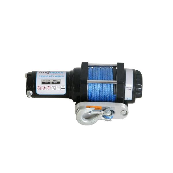 product image for 3500lb winch, 12v, synthetic rope & hawse fairlead