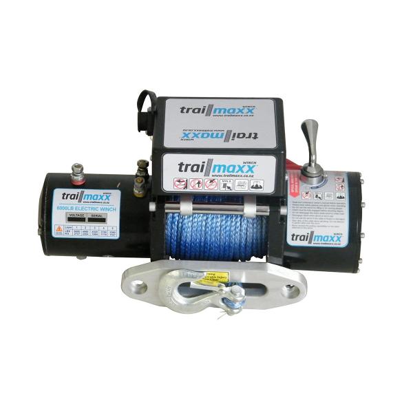 product image for 6000lb winch 12v , synthetic rope & alloy hawse