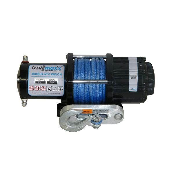 product image for Pemium 4000lb winch, 12v, synthetic rope & hawse fairlead
