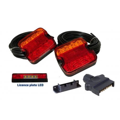 image of LED tail lamp kit, 100x95mm - 8m Cables + Plug & Holder